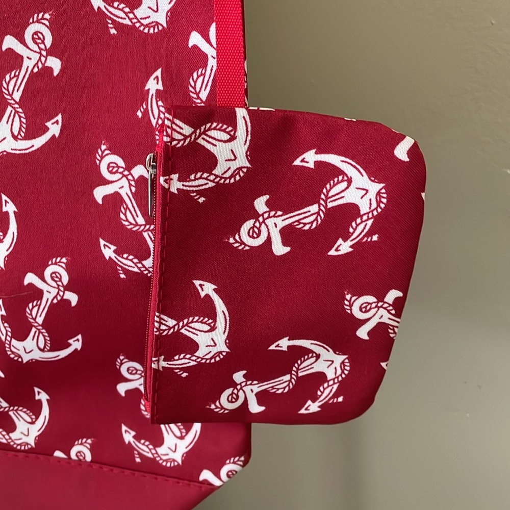 Anchors Aweigh!  Red and white Tote NWT *‎ Change purse included - Picture 4 of 7